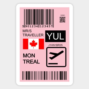 Montreal Canada travel ticket Magnet